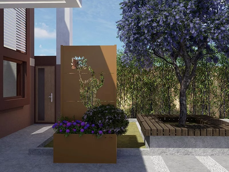 Metal Privacy Screen Planter